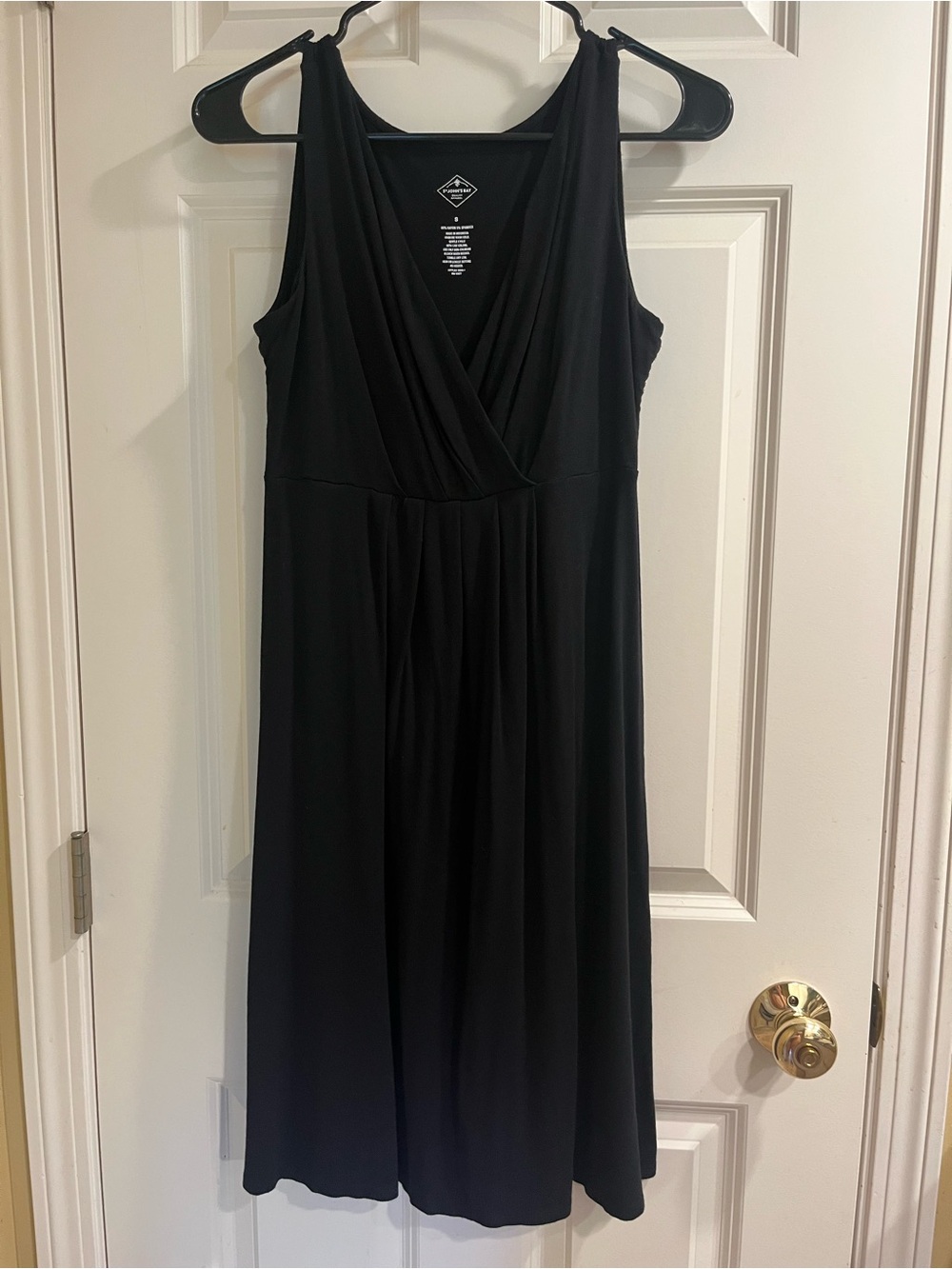 St. John's Bay Black Sleeveless Faux-Wrap Midi Dress